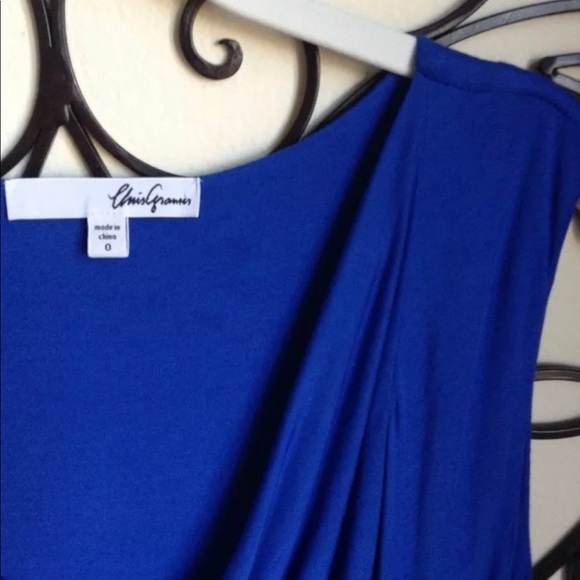 chris gramer royal blue draped dress 0 u.s. S M - Picture 6 of 8